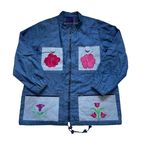 Jackets & Blazers - Handmade Blue Denim Patchwork Lightweight Jacket US L